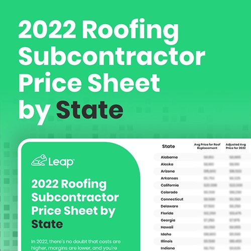 2022 roofing subcontractor price sheet by state