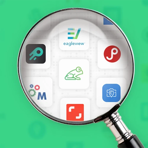magnifying glass over logos