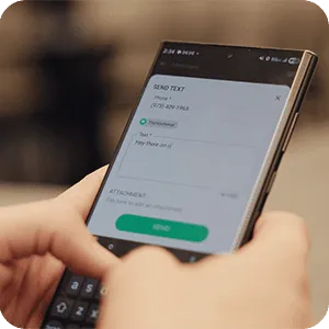 Setting up text automations in Leap CRM on mobile.