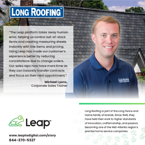 Photo of Mike Lyons, Corporate Sales Trainer for Long Roofing, and his testimonial
