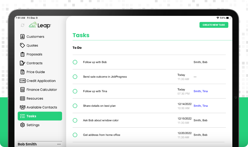 Leap tasks is helping contractors stay organized.