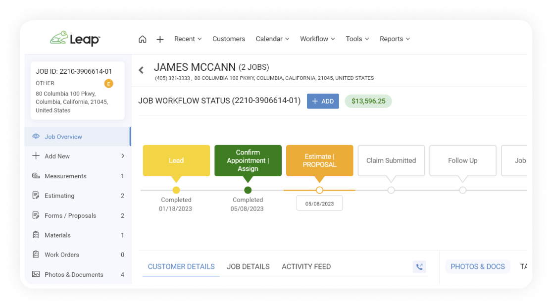 Image of leap crm dashboard