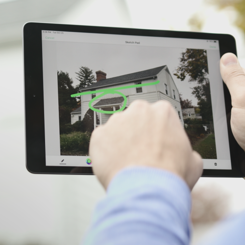 Residential general contractor shown using Leap software without WiFi