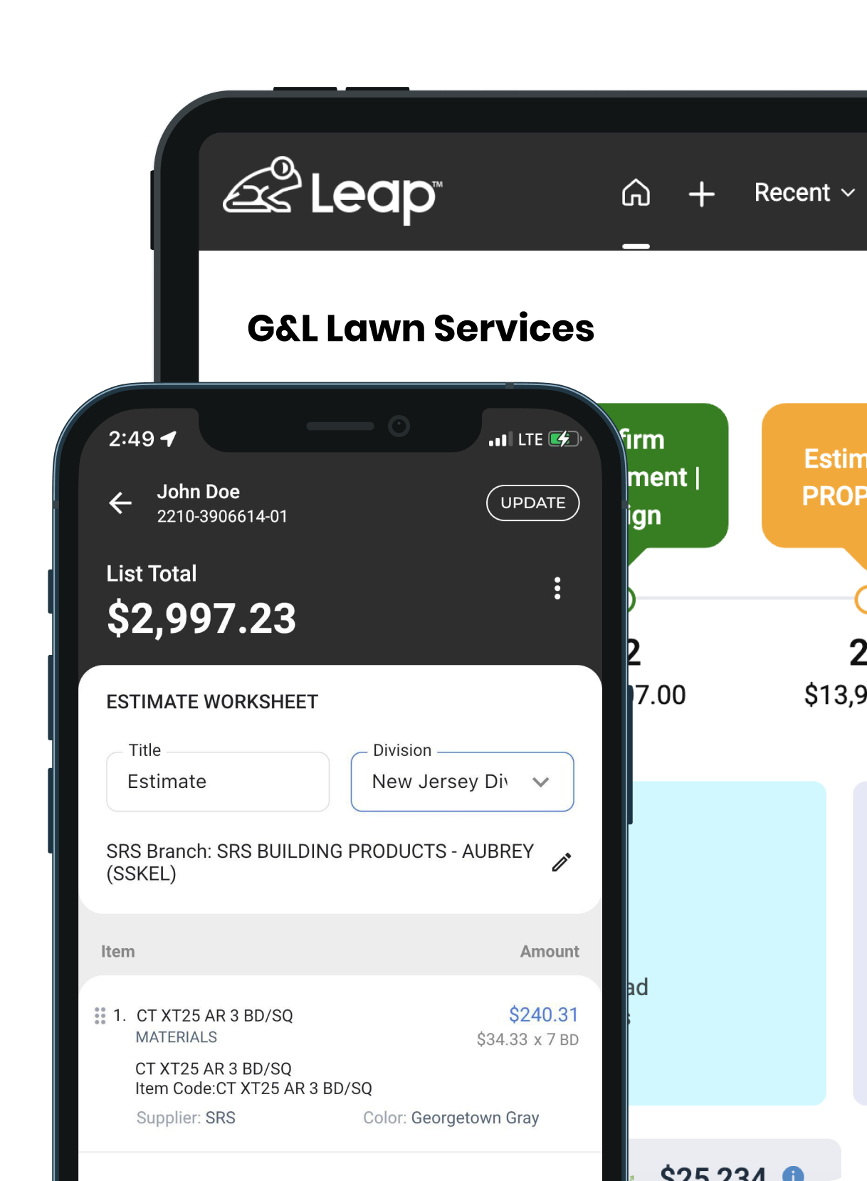 landscaping business software Leap in mobile and tablet view