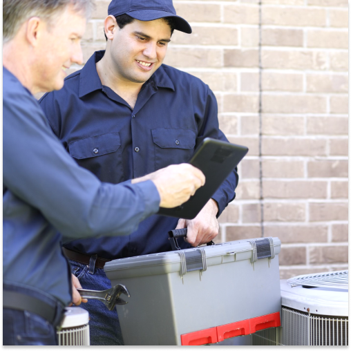 Contractors looking at HVAC software with QuickBooks