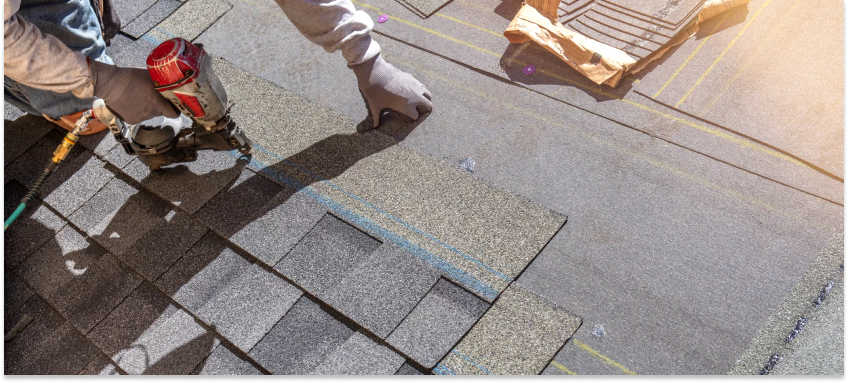 Installing new shingles is a key part of the roofing company workflow