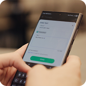 Setting up text automations in Leap CRM on mobile.
