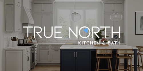 True North Kitchen & Bath logo over a modern kitchen
