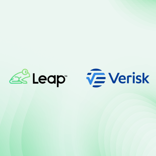 Leap and Verisk logos side by side announcing integration